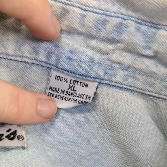 Thompson's Men's Denim Button-Down Shirt Blue XL Long Sleeve Chest Pocket - Picture 13 of 16